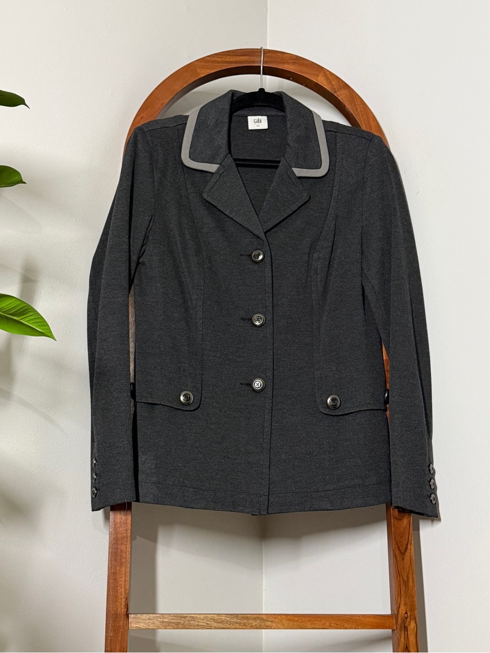 CAbi SMALL Charcoal Gray Ponte Knit Blazer Jacket Style 3030